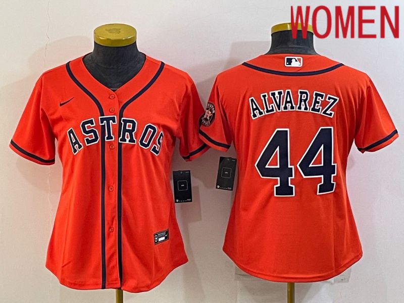 Women Houston Astros #44 Alvarez Orange Game Nike 2022 MLB Jersey->women mlb jersey->Women Jersey